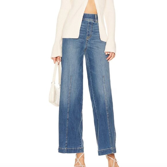 Spanx NWT Seamed Front Wide Leg Jean Vintage Indigo Size XS Petite - Picture 1 of 9